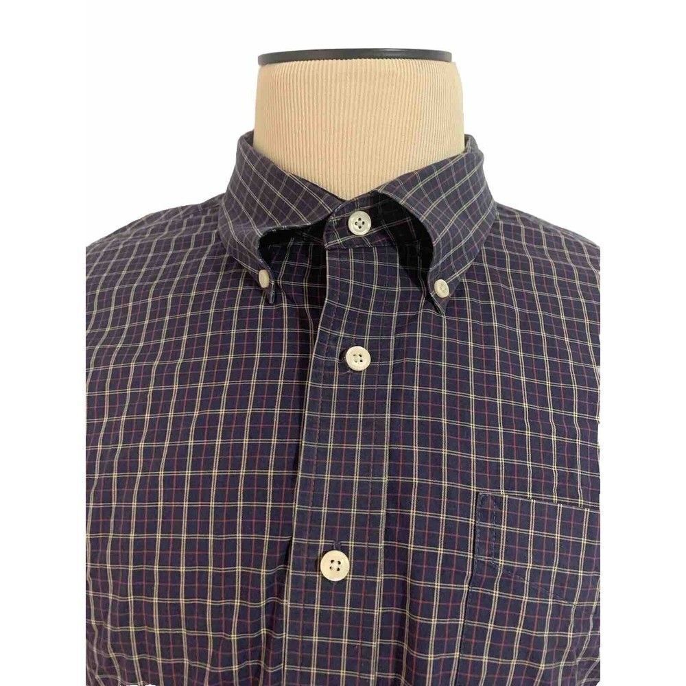 LL Bean Shirt Men's XXL Reg  Purple Plaid Long Sleeve Button Down Multi colored